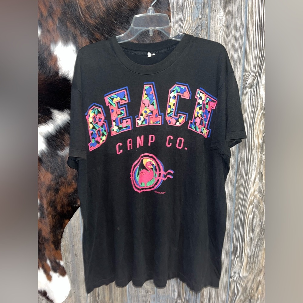 Vintage turtle bay size 3XL single stitch Black Graphic Tee Colorful Beach Print